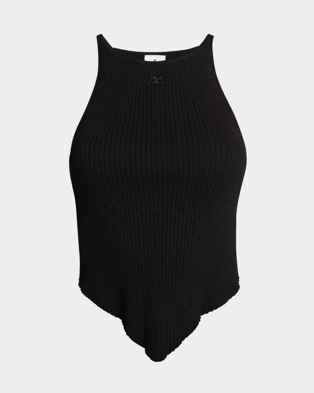 Pointy Hemline Ribbed Knit Tank Top